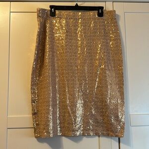 Donna Karan New York size XL gold pull-on sequin skirt